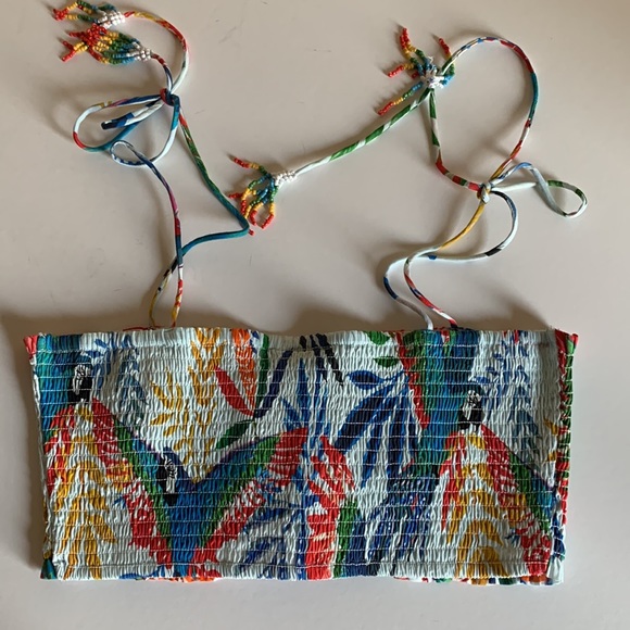 Farm Rio Macaw Wind Smocked Crop Top - Picture 12 of 16